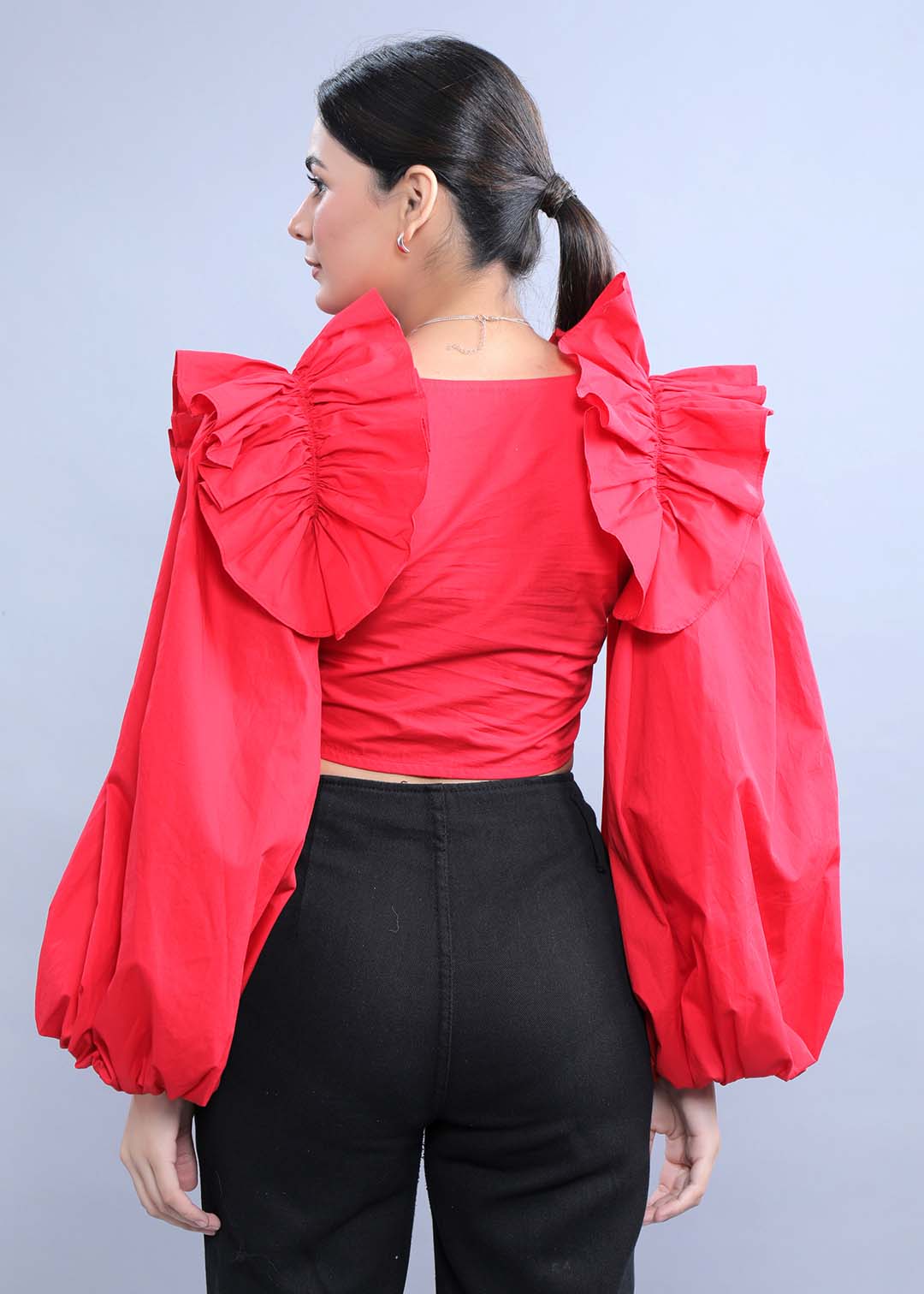 Fitted Top with Balloon Sleeves