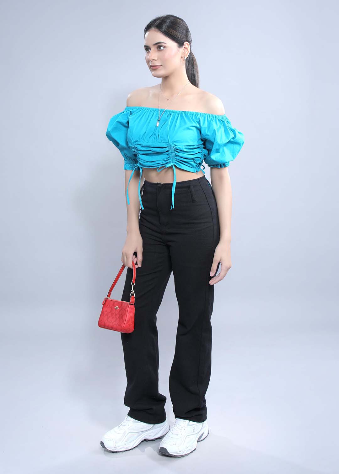 Regular Fit Top with Puff Sleeve