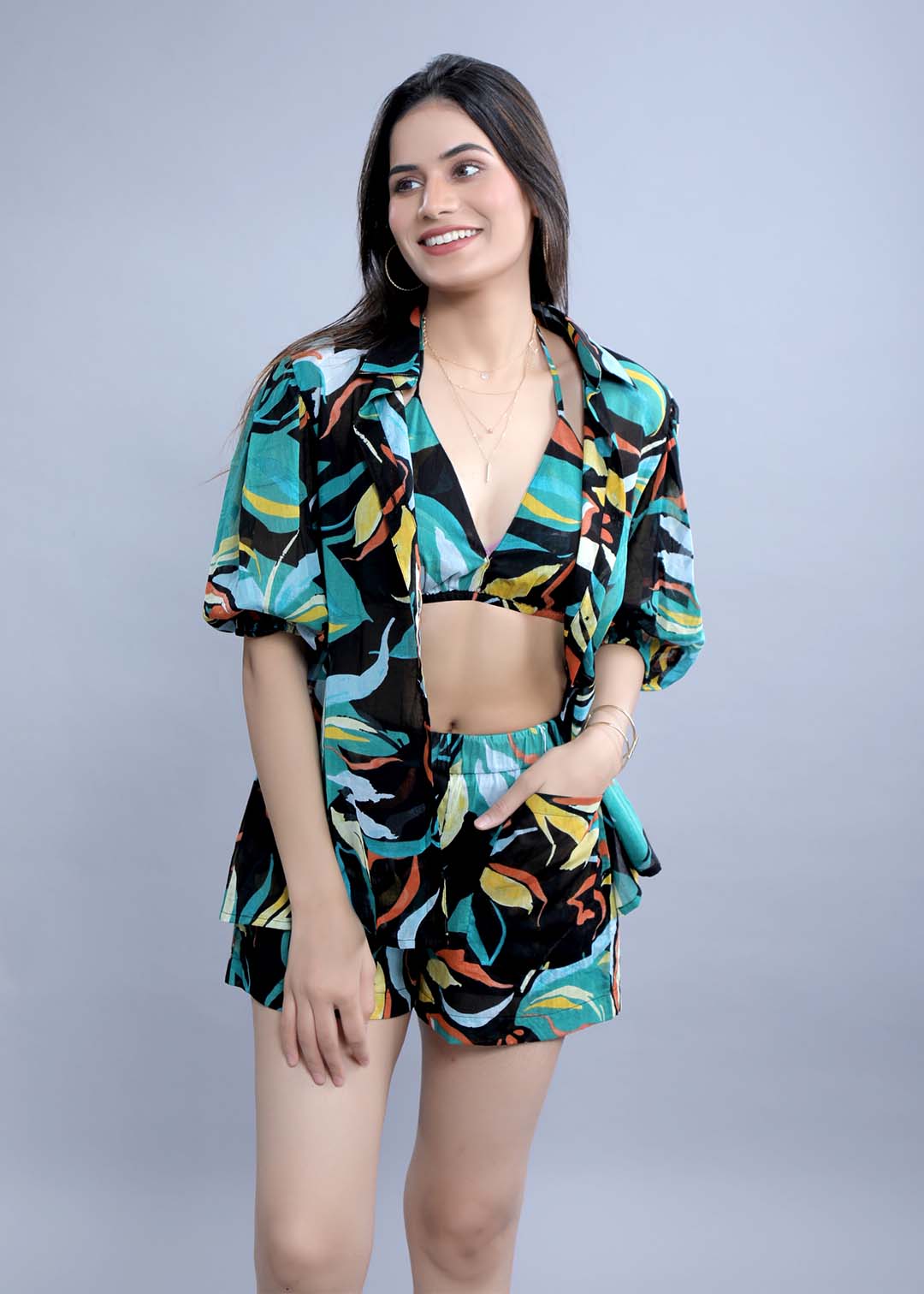 Printed Bikini Co-Ord Set Top