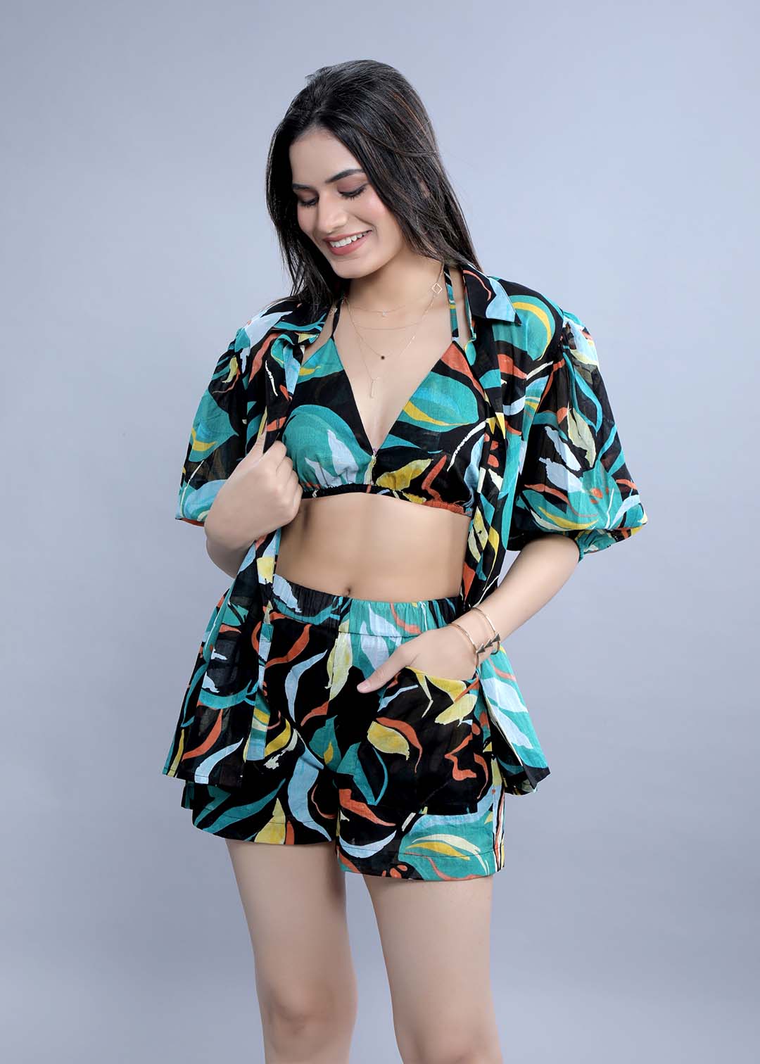 Printed Bikini Co-Ord Set Top