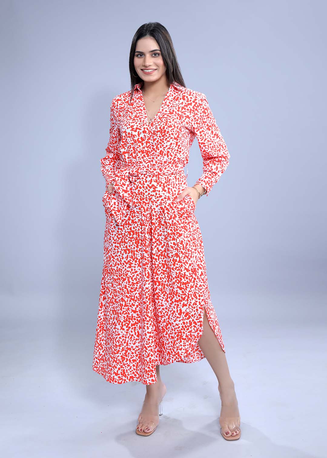 Crush Crepe Printed A-Line Dress