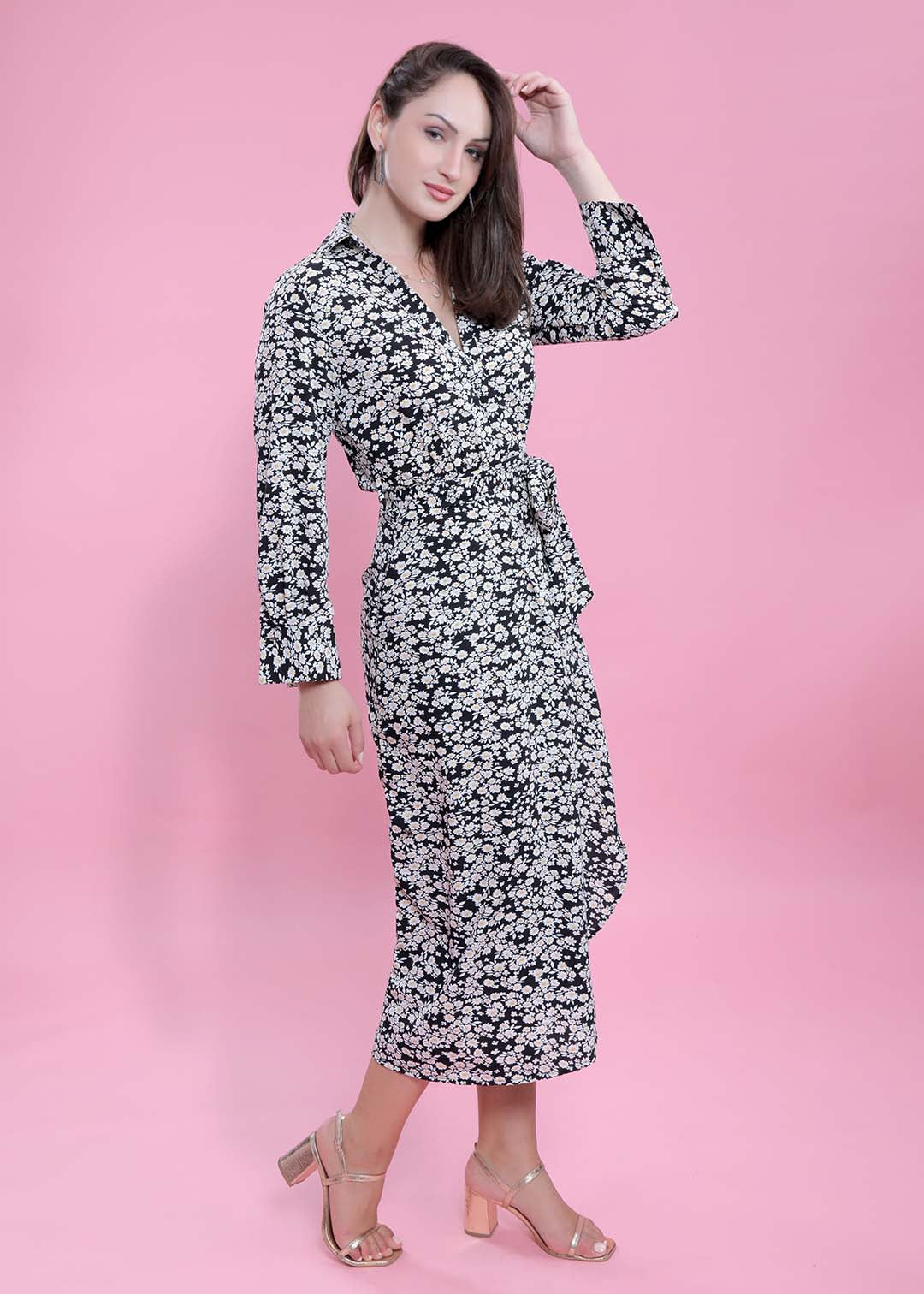 Crush Crepe Printed A-Line Dress