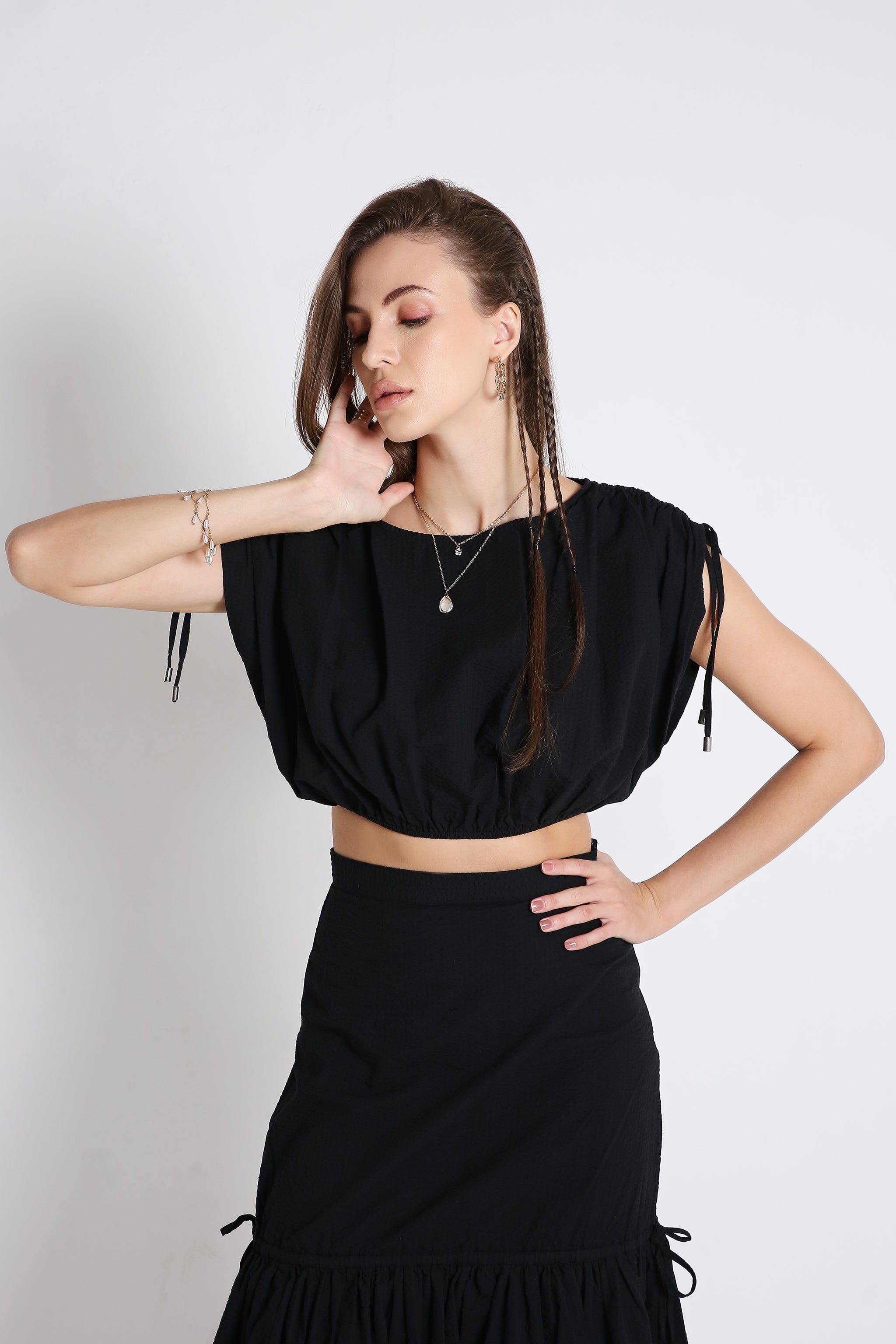 Black midi skirt outlet and top co ord