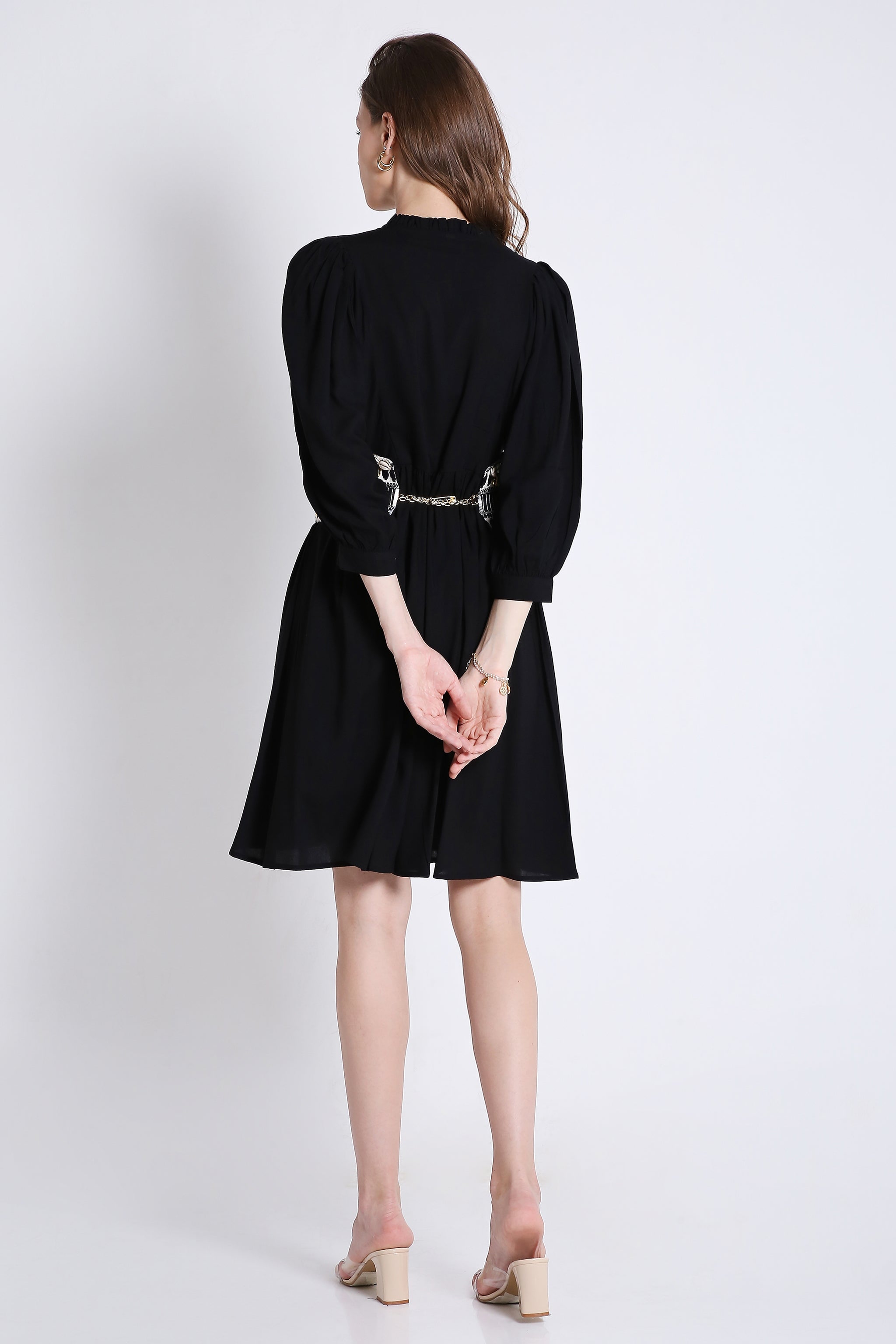 Midi Dress with Batwing Sleeve (Without Belt)