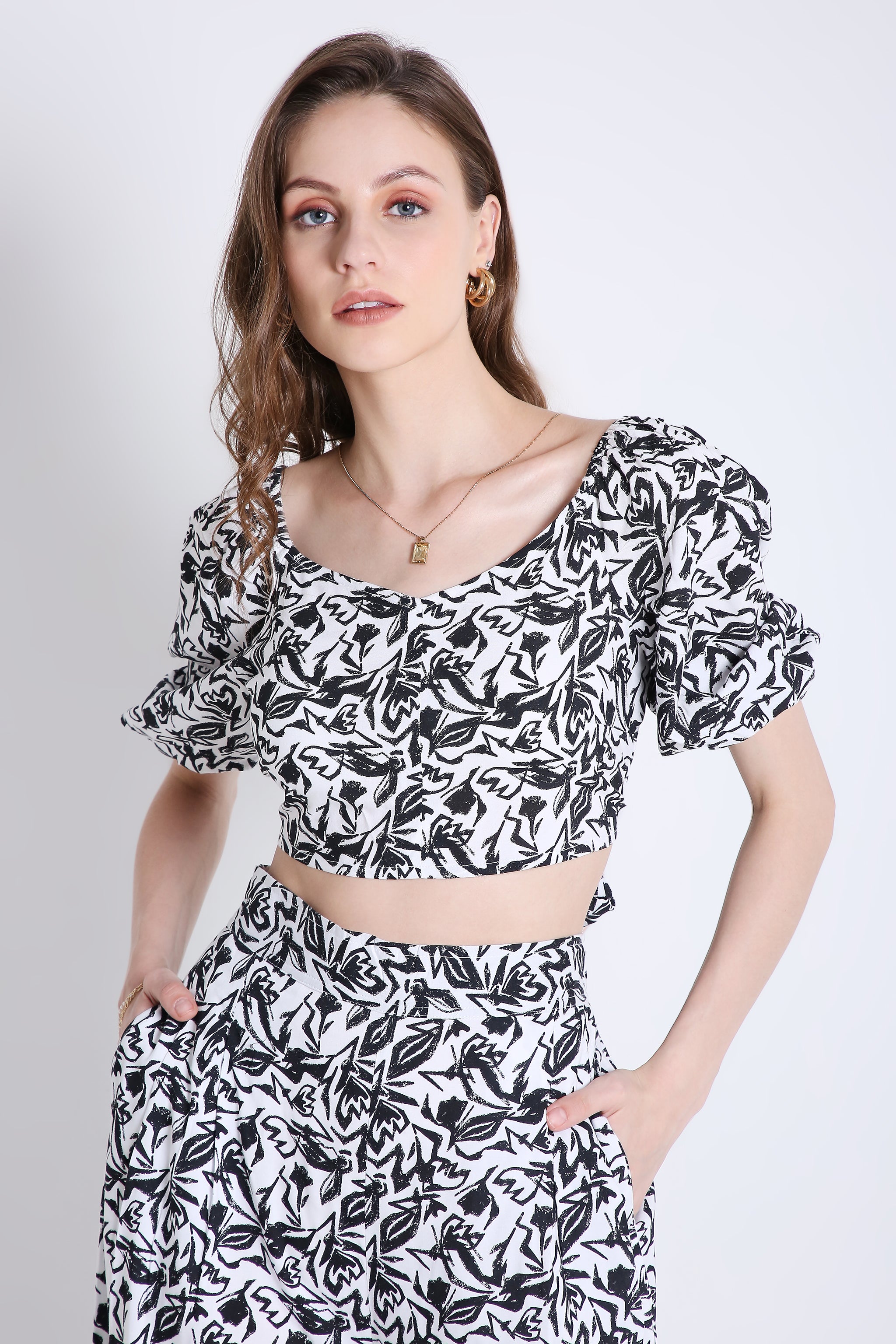 Short Sleeve Co-Ord Set Crop Top