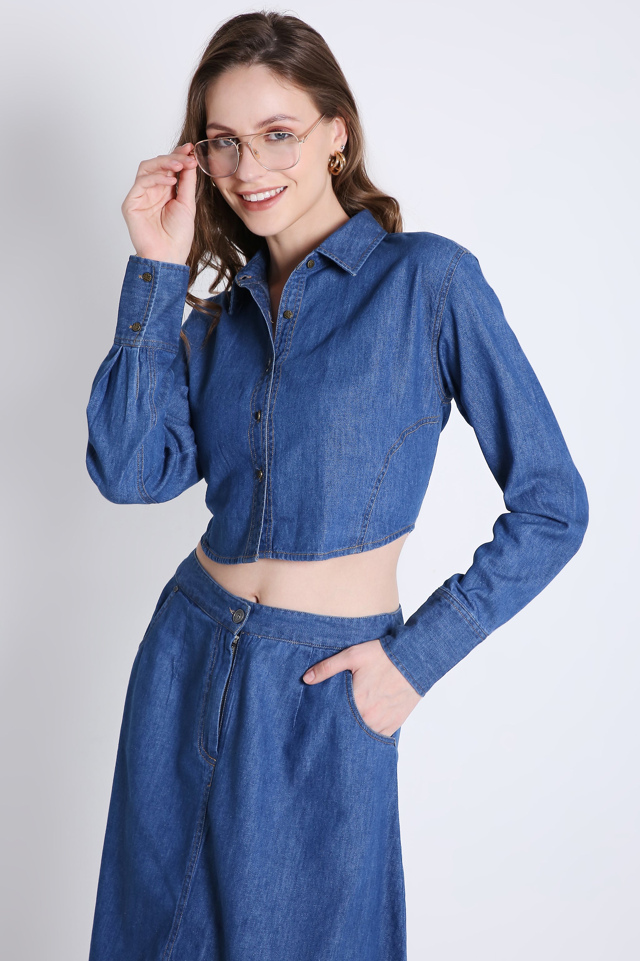 Denim A Line Co Ord Set Skirt