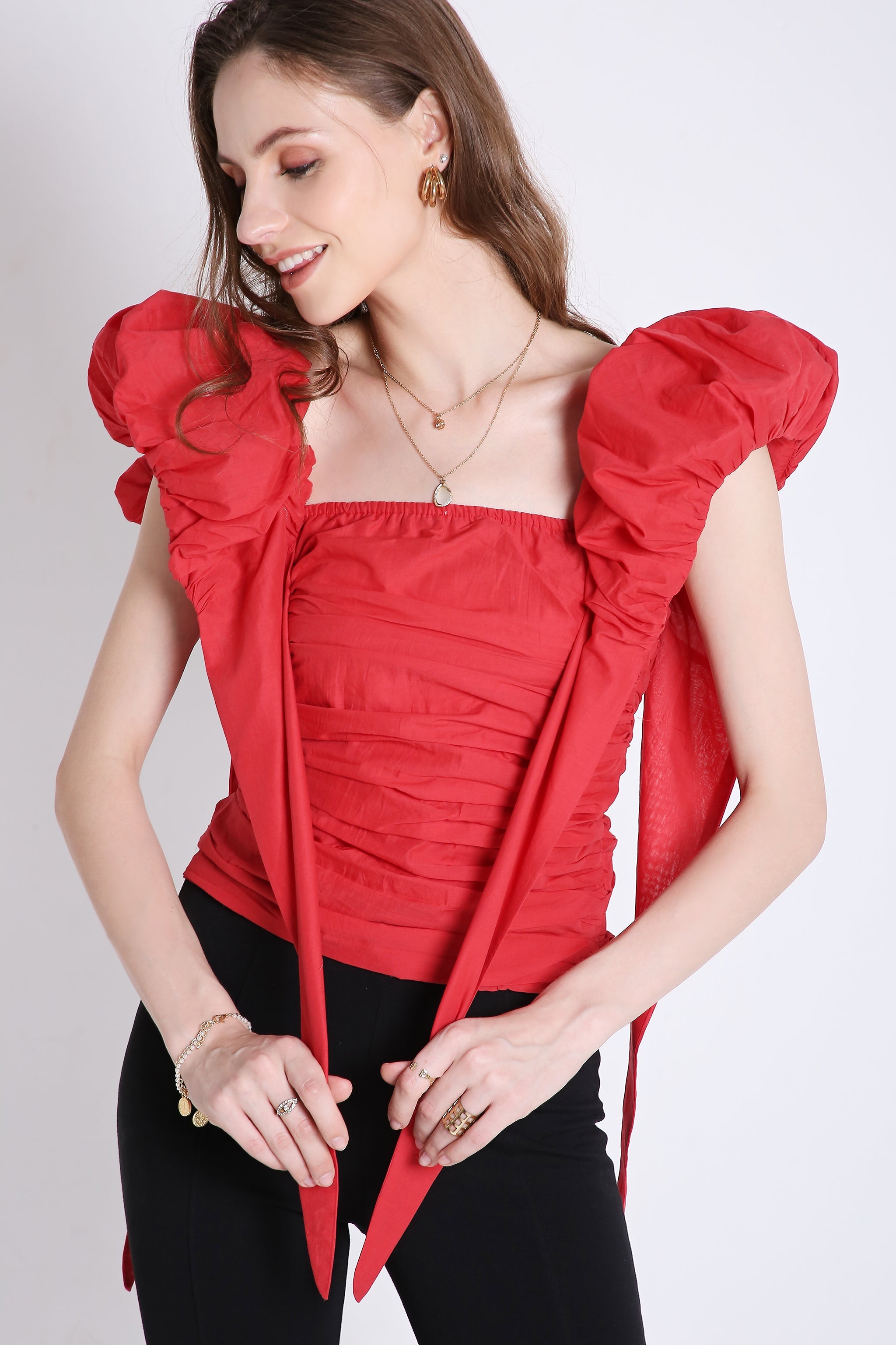 Peasant Top with Puff Sleeve