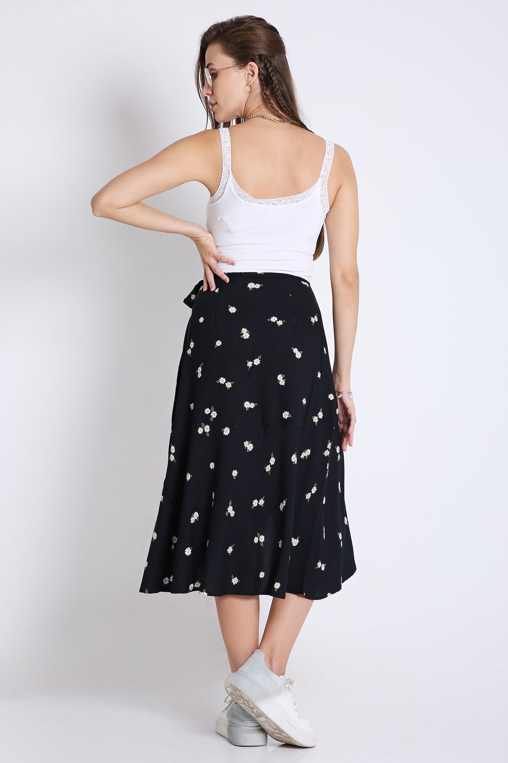 Printed Wrap-Around Skirt