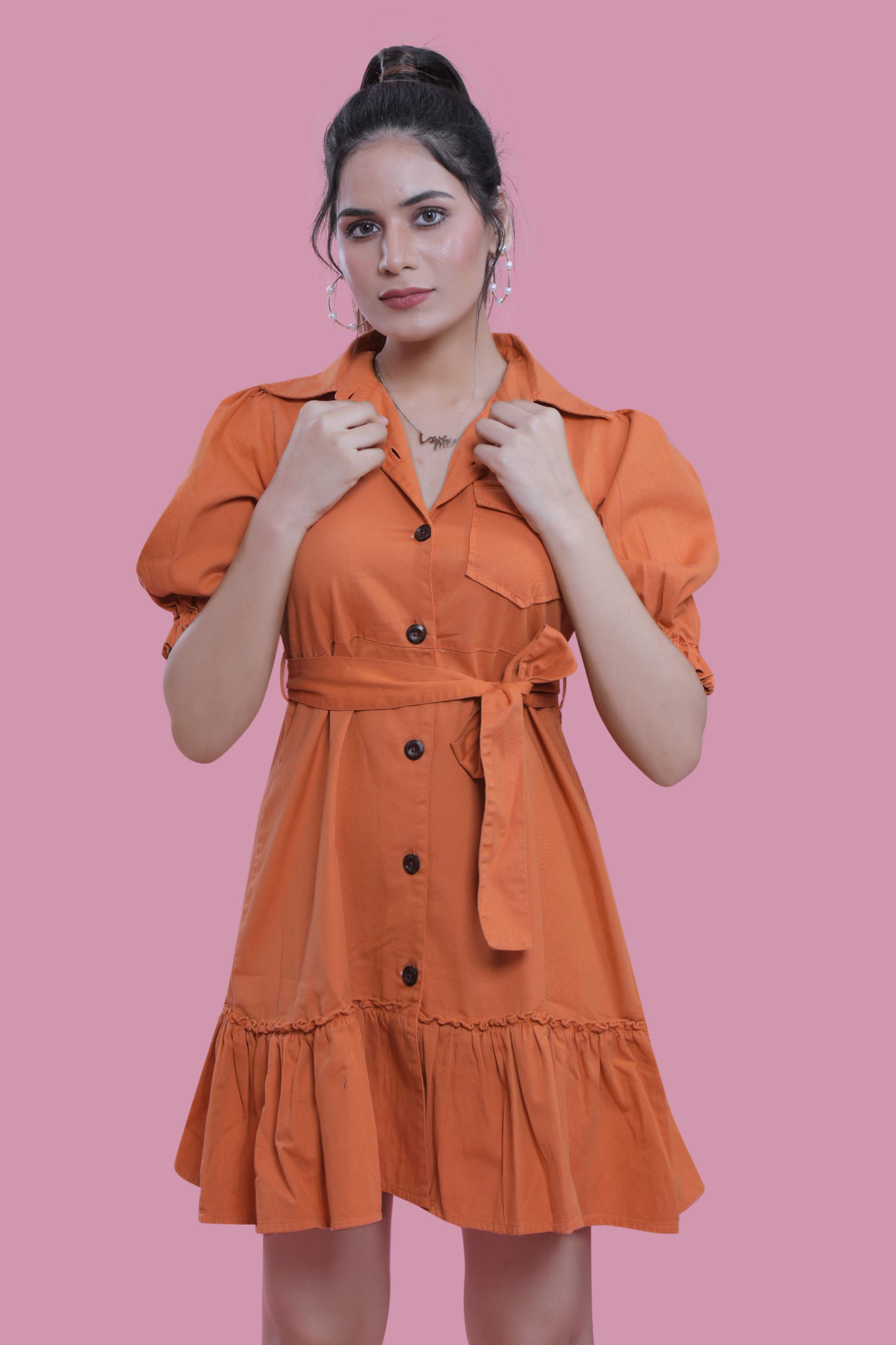 Orange Overdyed A-Line Dress